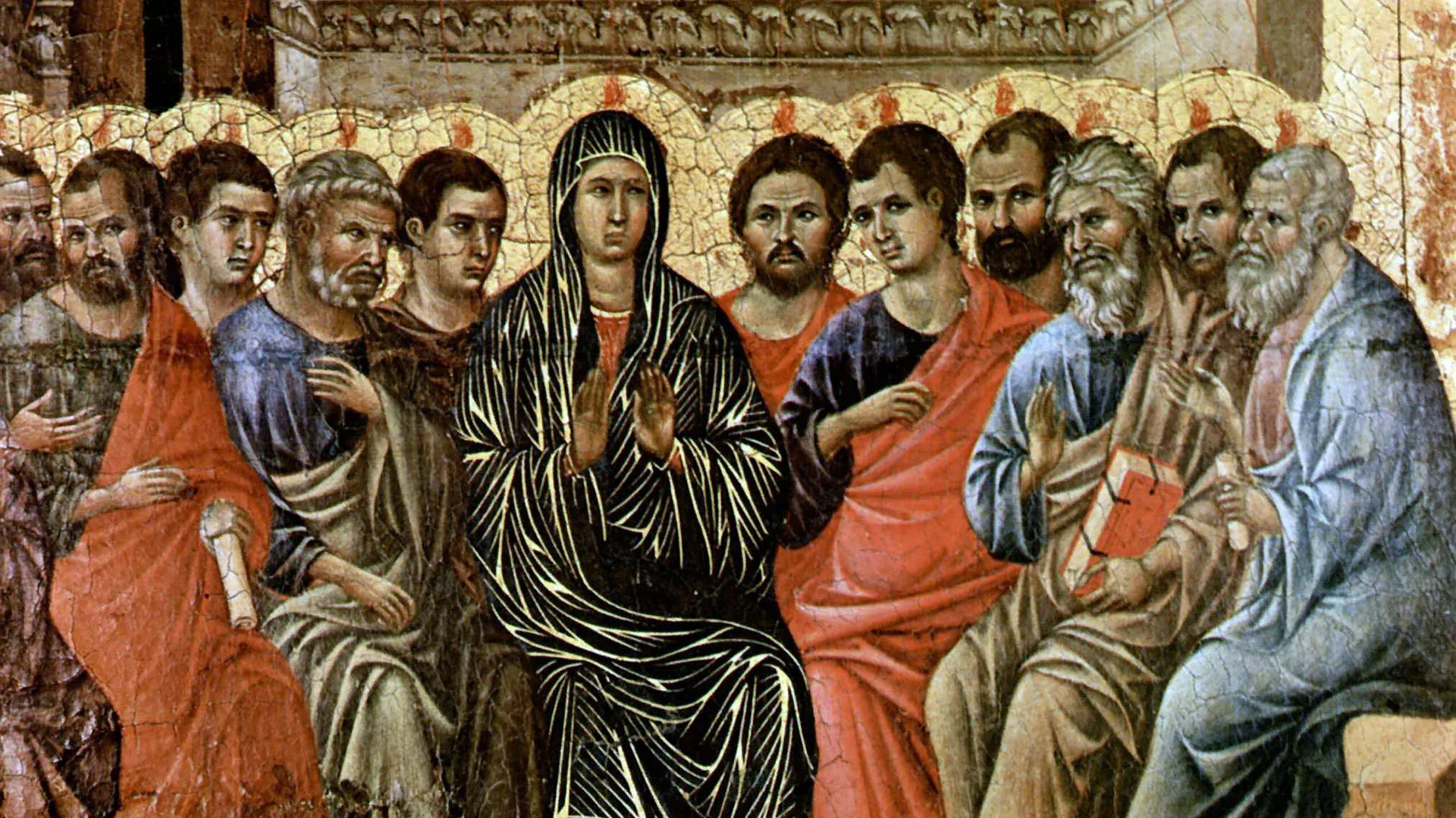 La pentecôte, rétable de la cathédrale de Sienne. Duccio di Buoninsegna, tempera sur bois, 1308-1311