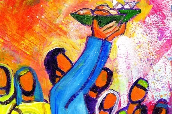 Jésus prit les pains et, après avoir rendu grâce, il les distribua aux convives