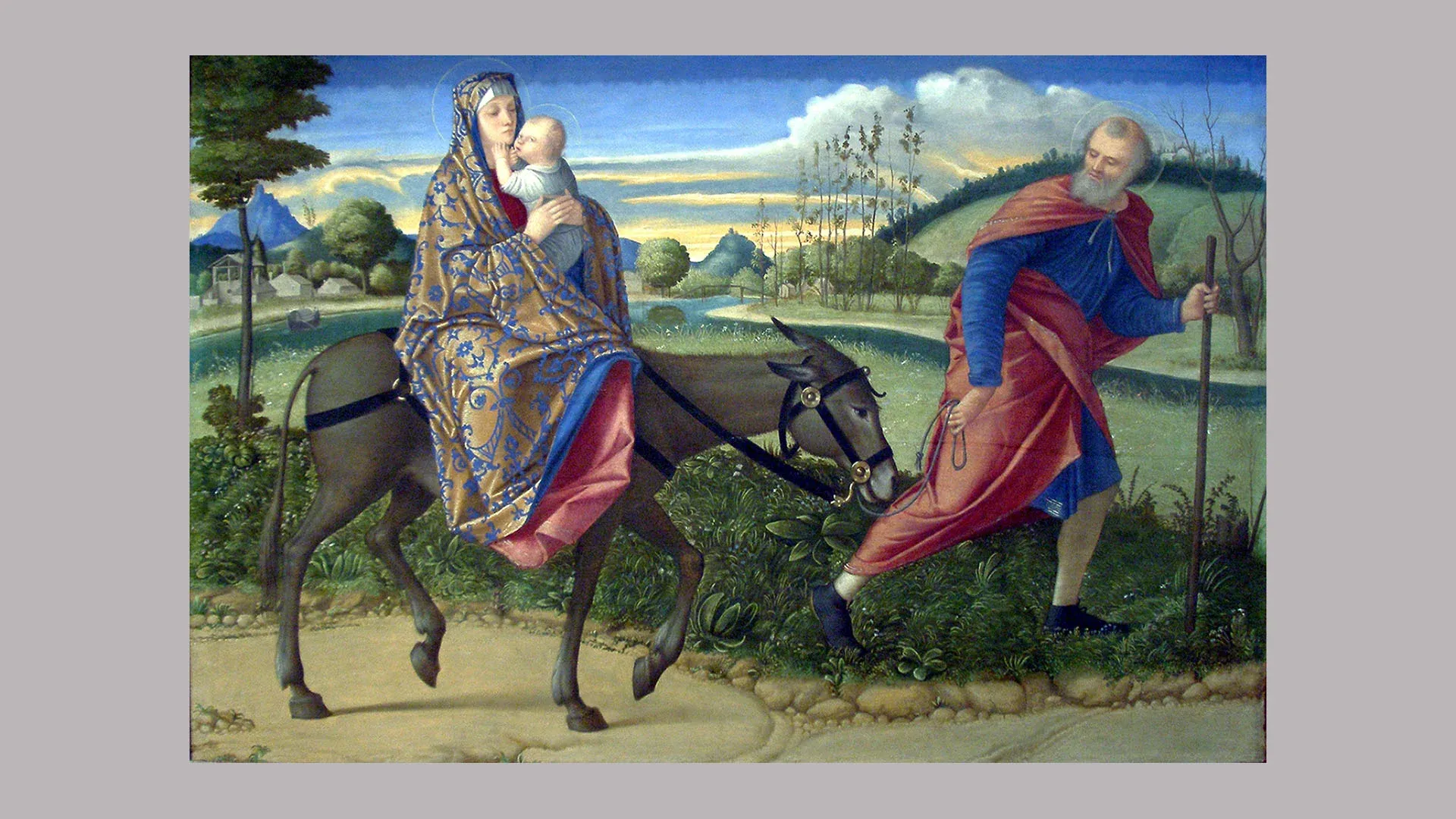 La fuite en Egypte. Par Vittore Carpaccio. Huile sur bois. Vers 1515