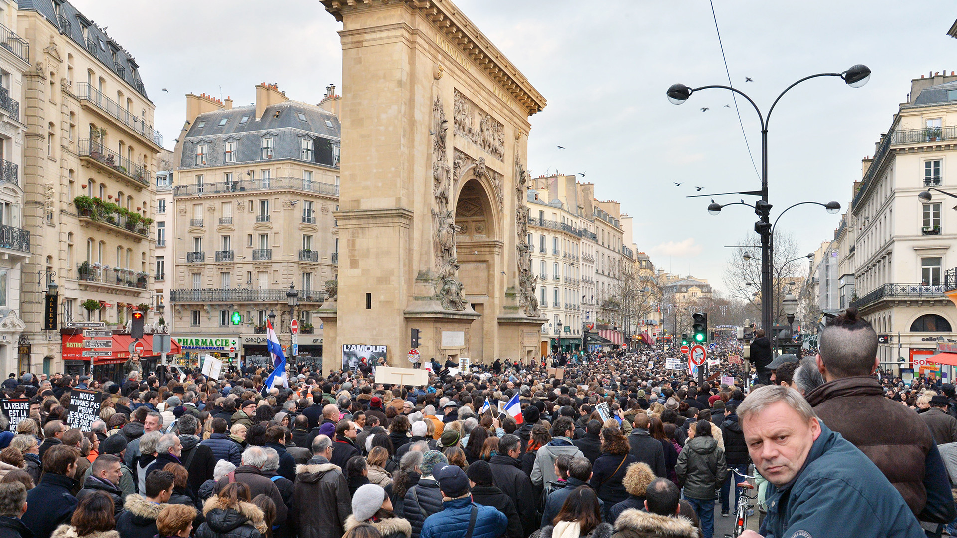 Grands Boulevards, en direction de la Place de la République, 11 janvier 2015 (Photo: Pascal Fessard)