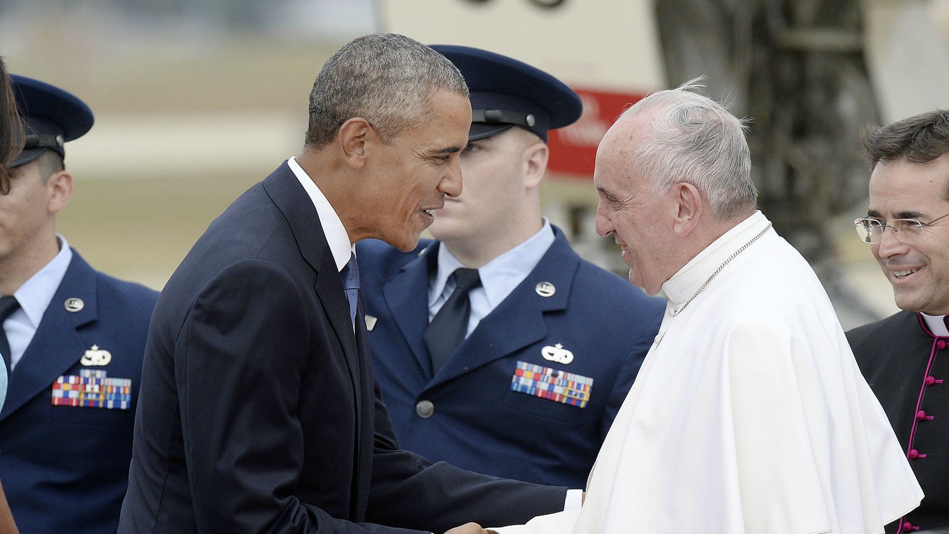 Le pape François a été accueilli à Washington par Barack Obama (Photo:Keystone)