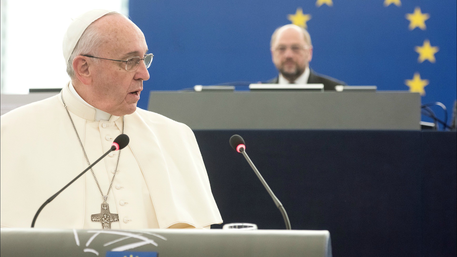 Le comité directoire du prix salue notamment l’intervention du pape François devant les institutions européennes lors de sa visite à Strasbourg en 2014 | © European Union 2014 - European Parliament