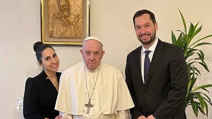 Svetlan Kasyan et Leonid Sevastianov avec le pape François | Vatican Media 