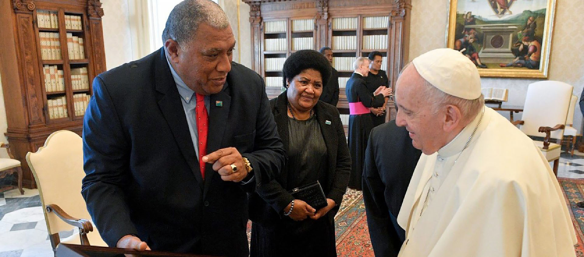 Le pape et le président de la République des Fidji ont échangé pendant 25 minutes, notamment sur la crise climatique | © Vatican Media