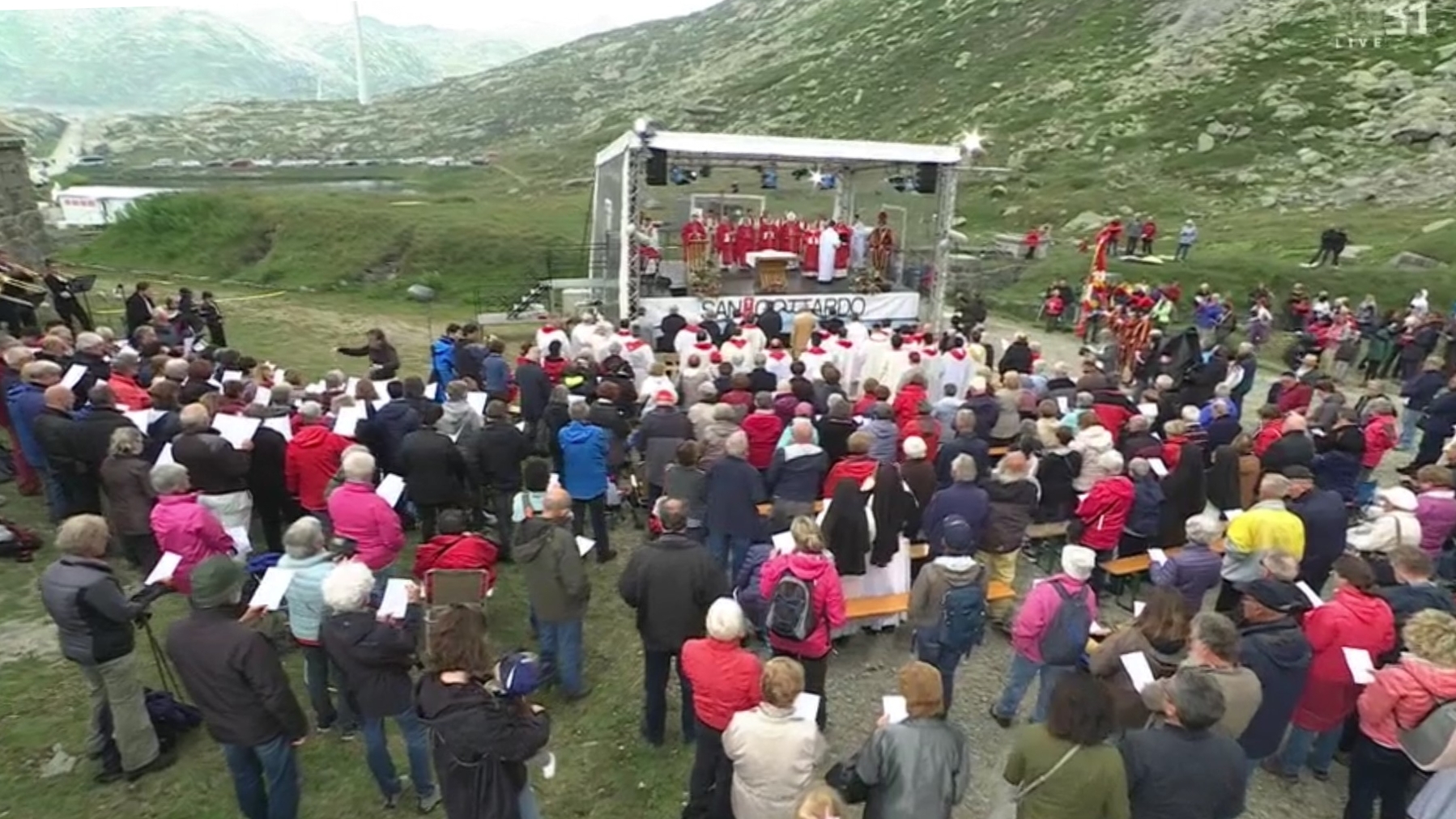 messe du 1er août 2023 au col du Gothard  | © capture d'écran RSI