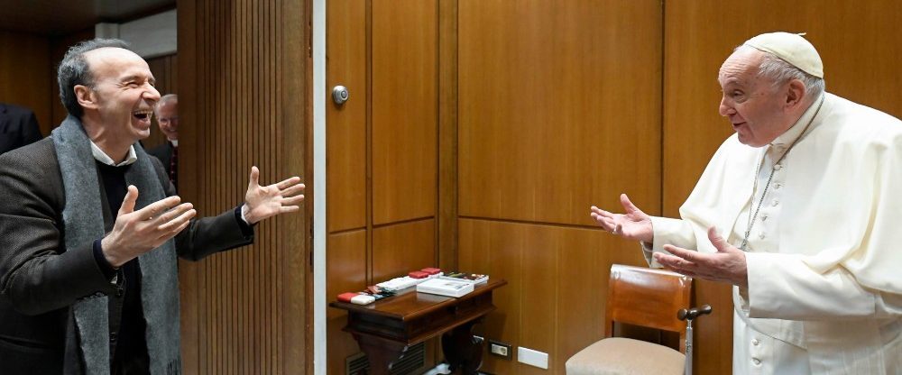 L'acteur et réalisateur Roberto Benigni sera à la Journée mondiale des enfants, fin mai 2024 | photo: une rencontre entre Roberto Benigni et le pape François, en décembre 2022 © Vatican Media