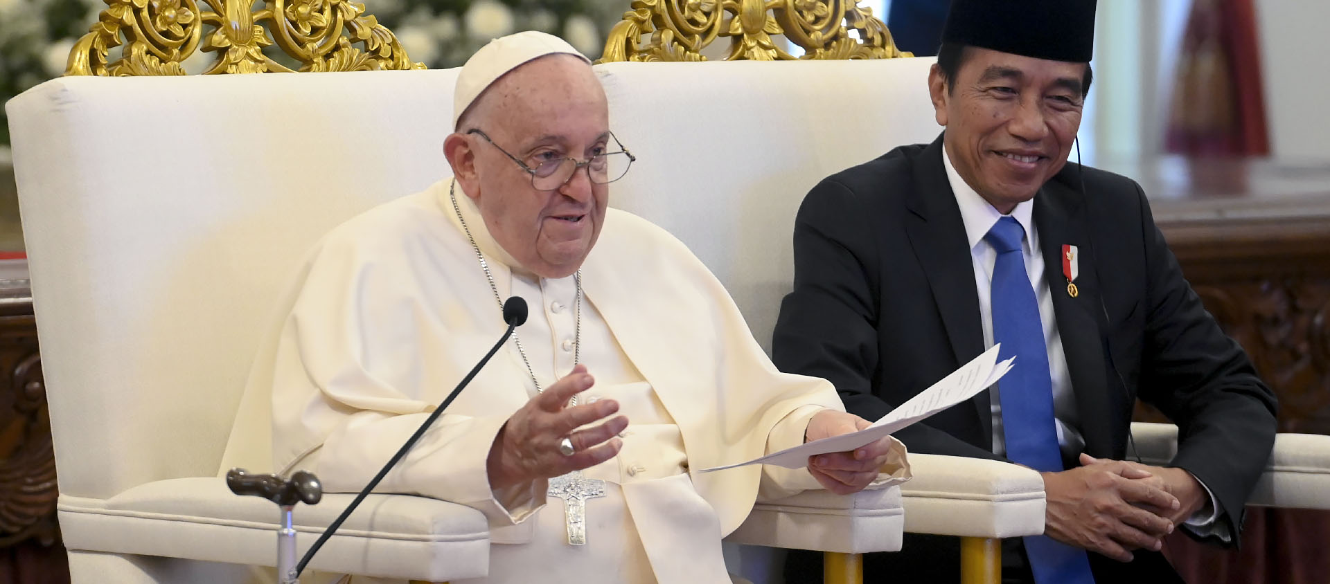 Dans son discours, le pontife a salué la «sagesse et l’équilibre» des principes inspirateurs de l’État indonésien | © Vatican Media