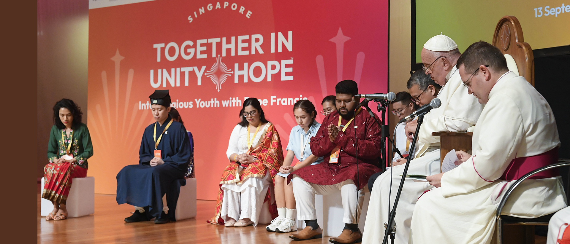 Dernier rendez-vous à Singapour, le 13 septembre 2024, le pape François a participé à une célébration interreligieuse avec des jeunes | © Vatican Media