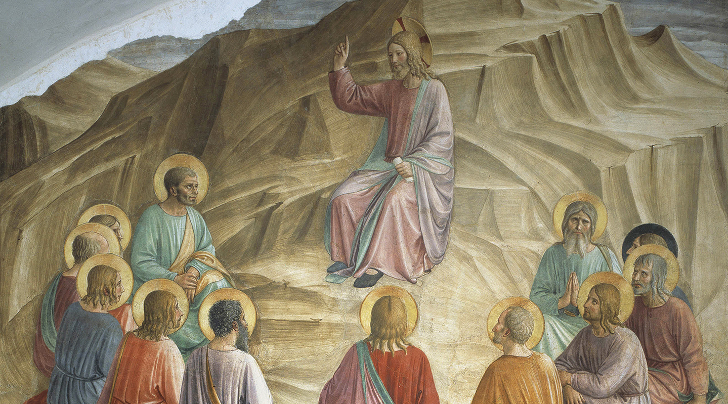 La prière du Notre-Père, chez Matthieu, se situe à la fin du Sermon sur la montagne. Tableau de Fra Angelico, 15e siècle | DP