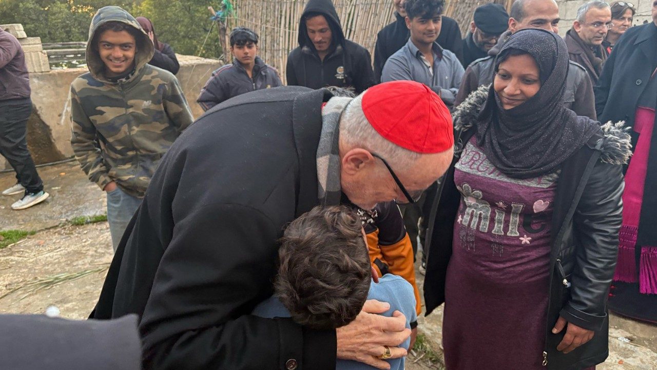 Le cardinal Czerny à la rencontrontre de réfugiés syriens au Liban, 21 février 2025 | © Vatican media